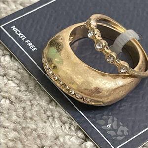 Melrose and Market 2 Gold Dome Ring and Eternity Band Set Hammered  Sz 8 NEW
